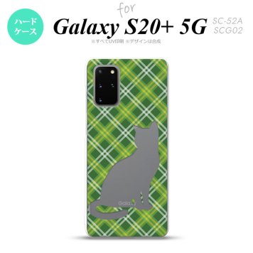SC-52A SCG02 Galaxy S20+ 5G スマホケース ハードケース 猫 チェック A 緑 メンズ レディース nk-s20p-957