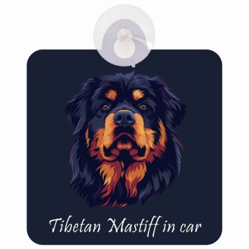 Tibetan Mastiff チベタンマスティフ Aタイプ 車 窓ガラス 吸盤タイプ 犬 かっこいい おしゃれ イラスト付 DOG IN CAR ドッグインカー ドッグオンボード 安全対策 セーフティサイン デコ 外出 ドライブ カーサイン 吸盤