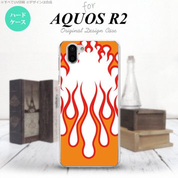 AQUOS R2 アクオス アール2 SH-03K SHV42 専用 スマホケース カバー ハードケース ファイヤー 白×赤 nk-r2-1309[スマホ,スマホケース,スマホカバー,ケース,カバー,ジャケット]