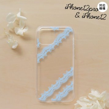 iPhone12/iPhone12pro iPhone12 / iPhone12pro スマホケース ソフトケース レース 帯 A 水色 メンズ レディース nk-i12-tp1097
