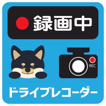 ドラレコ ステッカー シール 録画中 ドライブレコーダー 黒柴 ブルー 13x13cm 正方形 おしゃれ かわいい ドラレコシール 安全対策 危険運転 煽り運転 前後 アニマル 動物 イラスト付 ドライブレコーダー REC  カーサイン