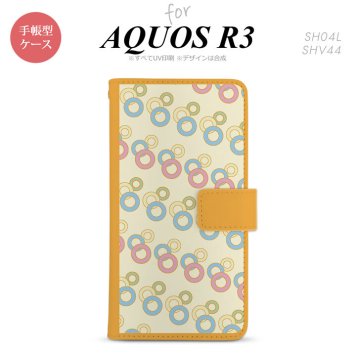 SH-04L/SHV44 AQUOS R3 手帳型スマホケース カバー 丸 黄  nk-004s-r3-dr1661