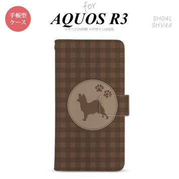 SH-04L/SHV44 AQUOS R3 手帳型スマホケース カバー 犬 パピヨン 茶  nk-004s-r3-dr817