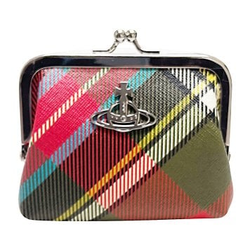 ヴィヴィアンウエストウッド Vivienne Westwood 財布 コインケース 52010005 32068 O303 DERBY サフィアーノ がま口 小銭入れ レディース メンズ BOK/PINK タータンチェック柄マルチ