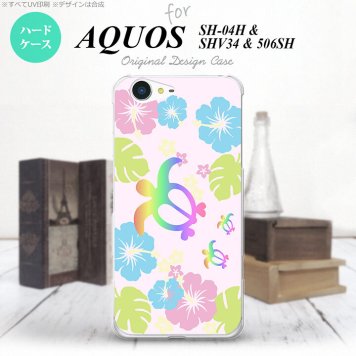 【SH04H】【スマホケース/スマホカバー】【アクオス ゼータ】SH04H スマホケース AQUOS ZETA SH04H カバー アクオス ゼータ 亀とハイビスカス ピンク nk-sh04h-681【メール便送料無料】