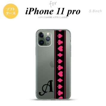 iPhone11Pro iPhone11 Pro スマホケース ソフトケース トランプ 帯 黒 ピンク +アルファベット メンズ レディース nk-i11p-tp524i