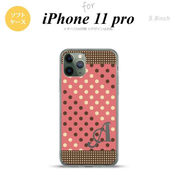 iPhone11Pro iPhone11 Pro スマホケース ソフトケース ドット 水玉 C 赤 茶 +アルファベット メンズ レディース nk-i11p-tp1645i