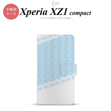 【手帳型 スマホ カバー ケース】【SO02K】【エクスペリア XZ1】手帳型 ケース SO-02K スマホ カバー Xperia XZ1 Compact エクスペリア ドット・レースB 水色 nk-004s-so02k-dr1617【メール便送料無料】