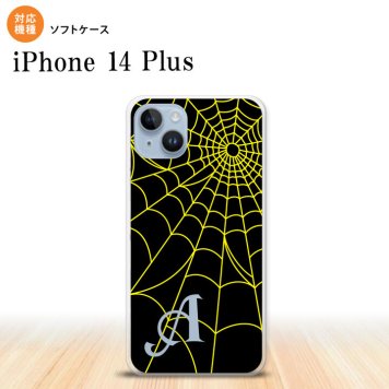 iPhone14 plsu iPhone14 plsu スマホケース 背面ケースソフトケース 蜘蛛 巣 A 黄 +アルファベット 2022年 10月発売 nk-i14pl-tp934i