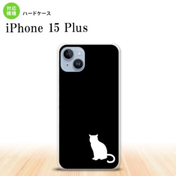 iPhone15 plus iPhone15 plus スマホケース 背面ケース ハードケース 猫 影 黒 白 2023年 9月発売 nk-i15pl-429