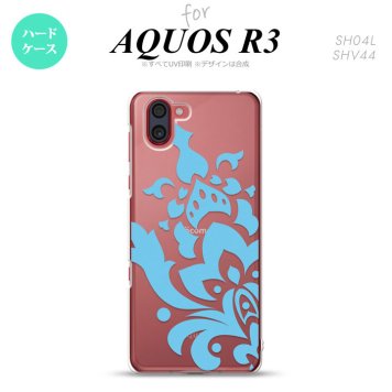 SH-04L SHV44 R3 AQUOS R3 スマホケース カバー ダマスク C 水色 nk-r3-1030