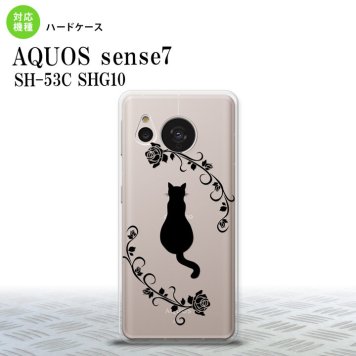 sense7 sense7 スマホケース 背面ケース ハードケース 猫とバラ B 黒 2022年 11月発売 nk-sens7-1143