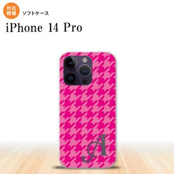 iPhone14 Pro iPhone14 Pro スマホケース 背面ケースソフトケース 千鳥 格子 大 ピンク +アルファベット 2022年 9月発売 nk-i14p-tp916i