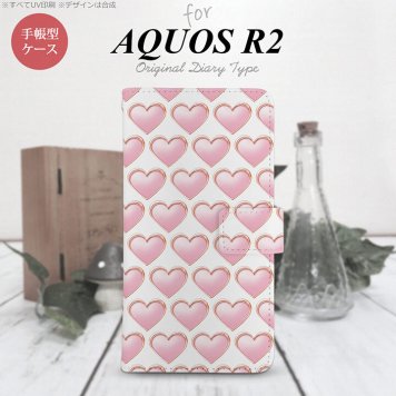 SH-03K/SHV42/706SH AQUOS R2 手帳型スマホケース カバー ハート 白  nk-004s-r2-dr175