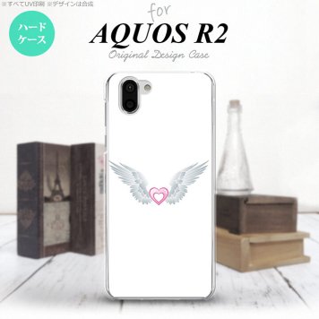 AQUOS R2 アクオス アール2 SH-03K SHV42 専用 スマホケース カバー ハードケース 翼(ハート) 白×白 nk-r2-475[スマホ,スマホケース,スマホカバー,ケース,カバー,ジャケット]