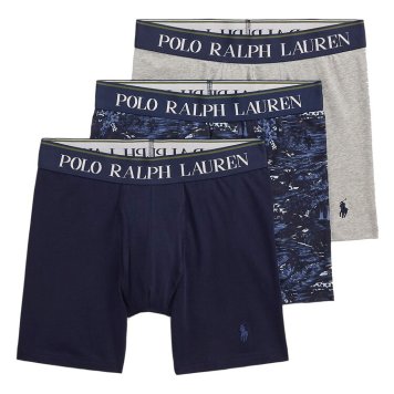 ポロラルフローレン：ORGANIC COTTON ボクサーブリーフ 3PK (クルーズ・ネイビー/ナイト・シーニック/アンドバー・ヘザー)[ボクサーパンツ/ 男性下着/ メンズインナー/人気ブランド/おすすめギフト/誕生日プレゼント/メンズファッション]