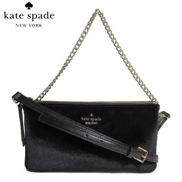 ケイト・スペード アウトレット kate spade ショルダーバッグ WKRU5592-001 tillie / dawn place velet ベルベット × レザー チェーンショルダー / 斜め掛け 2WAY ショルダー black(001):ブラック 