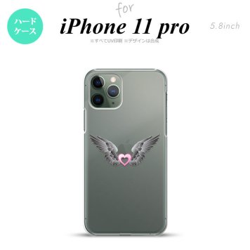 iPhone11Pro iPhone11 Pro スマホケース ハードケース 黒翼 ハート ピンク メンズ レディース nk-i11p-465
