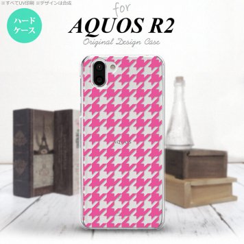 AQUOS R2 アクオス アール2 SH-03K SHV42 専用 スマホケース カバー ハードケース 千鳥柄(大) ピンククリア nk-r2-918[スマホ,スマホケース,スマホカバー,ケース,カバー,ジャケット]