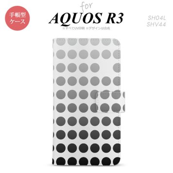 SH-04L/SHV44 AQUOS R3 手帳型スマホケース カバー 水玉 黒  nk-004s-r3-dr1375