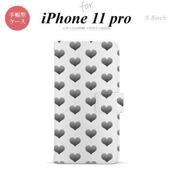 iPhone11Pro iPhone11 Pro 手帳型スマホケース カバー ハート グレー  nk-004s-i11p-dr016