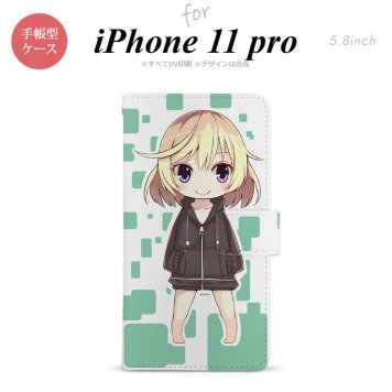 iPhone11Pro iPhone11 Pro 手帳型スマホケース カバー 女の子 キャラ 緑  nk-004s-i11p-dr1339