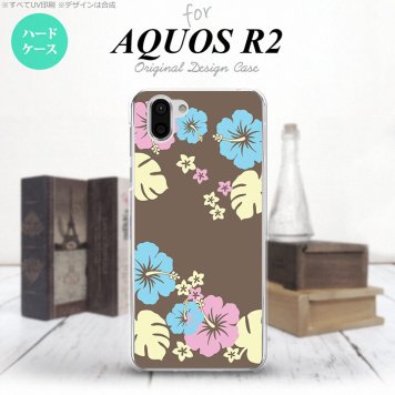AQUOS R2 アクオス アール2 SH-03K SHV42 専用 スマホケース カバー ハードケース ハイビスカス 茶 nk-r2-452[スマホ,スマホケース,スマホカバー,ケース,カバー,ジャケット]