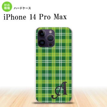 iPhone14 ProMax iPhone14 Pro Max スマホケース 背面ケース ハードケース チェック B 緑 +アルファベット 2022年 9月発売 nk-i14pm-436i