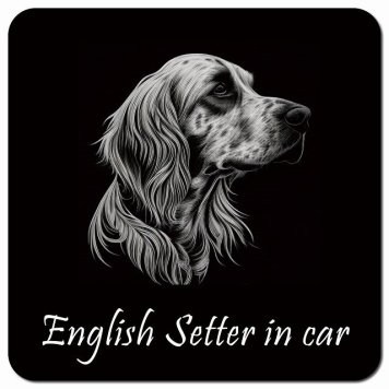 イラスト付 Dog in Car イングリッシュセター Bタイプ カーサイン 車 マグネットステッカー 犬 マグネット 強力 13x13cm 正方形 おしゃれ かわいい ドラレコステッカー 安全対策 危険運転 煽り運転 アニマル 動物 犬種別 屋外 防水 屋内
