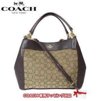 コーチ アウトレット COACH ショルダーバッグ F29548 キャンバス×レザー アウトライン シグネチャー スモール 2WAY レクシー IMC7C(カーキ×ブラウン)【RCP】
