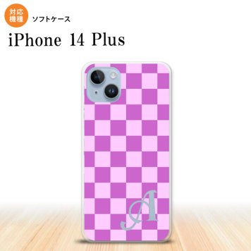 iPhone14 plsu iPhone14 plsu スマホケース 背面ケースソフトケース スクエア ピンク 紫 +アルファベット 2022年 10月発売 nk-i14pl-tp768i