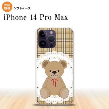 iPhone14 ProMax iPhone14 Pro Max スマホケース 背面ケースソフトケース くま チェック レース 茶 2022年 9月発売 nk-i14pm-tp753