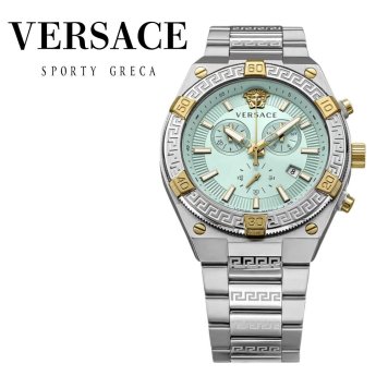 ヴェルサーチェ 腕時計 メンズ ライトブルー アクアブルー シルバー ゴールド クロノグラフ 46mm VERSACE SPORTY GRECA スイス製 メンズ腕時計 高級 ブランド おしゃれ プレゼント ギフト 成人 卒業 入学