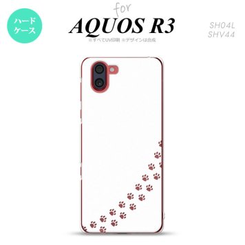 SH-04L SHV44 R3 AQUOS R3 スマホケース カバー 猫 足跡 白 クリア nk-r3-423