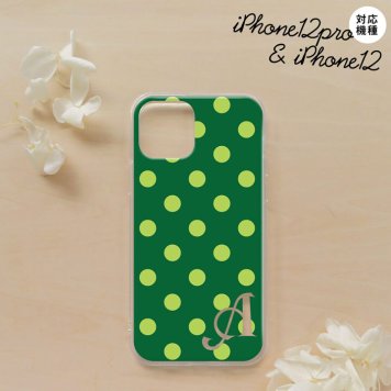 iPhone12/iPhone12pro iPhone12 / iPhone12pro スマホケース ソフトケース ドット 水玉 B 緑 +アルファベット メンズ レディース nk-i12-tp840i