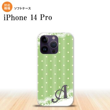 iPhone14 Pro iPhone14 Pro スマホケース 背面ケースソフトケース ドット レース C 薄緑 +アルファベット 2022年 9月発売 nk-i14p-tp1616i