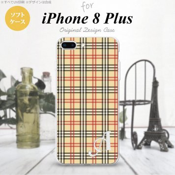 【iPhone8Plus】【スマホケース/スマホカバー】【アイフォン8プラス】iPhone8Plus スマホケース ケース アイフォン8プラス イニシャル チェックB ベージュ×赤 nk-ip8p-tp446ini【メール便送料無料】