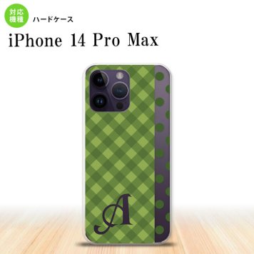 iPhone14 ProMax iPhone14 Pro Max スマホケース 背面ケース ハードケース チェック ドット 緑 +アルファベット 2022年 9月発売 nk-i14pm-1524i