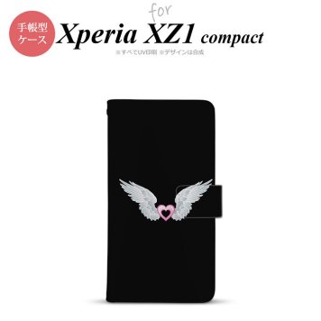 【手帳型 スマホ カバー ケース】【SO02K】【エクスペリア XZ1】手帳型 ケース SO-02K スマホ カバー Xperia XZ1 Compact エクスペリア 翼(ハート) 白×黒 nk-004s-so02k-dr473【メール便送料無料】