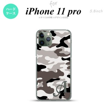 iPhone11Pro iPhone11 Pro スマホケース ハードケース ウッドランド 迷彩 A グレー +アルファベット メンズ レディース nk-i11p-1145i