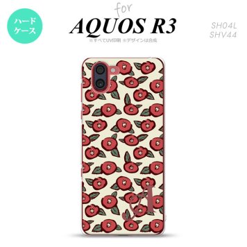 SH-04L SHV44 R3 AQUOS R3 スマホケース カバー つばき ベージュ +アルファベット nk-r3-1701i