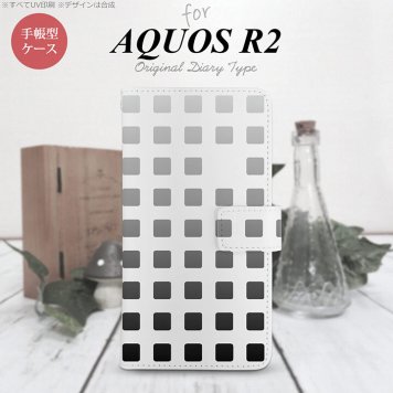 SH-03K/SHV42/706SH AQUOS R2 手帳型スマホケース カバー スクエア ドット 黒  nk-004s-r2-dr1365