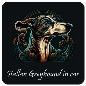 イラスト付 Dog in Car イタリアングレーハウンド Aタイプ カーサイン 車 マグネットステッカー 犬 マグネット 強力 13x13cm 正方形 おしゃれ かわいい ドラレコステッカー 安全対策 危険運転 煽り運転 アニマル 動物 犬種別 屋外 防水 屋内