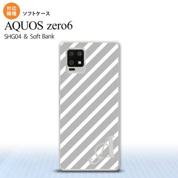 SHG04 SHG04 ZERO6 AQUOS zero6 スマホケース ソフトケース ストライプ グレー 白 +アルファベット メンズ レディース nk-zero6-tp713i