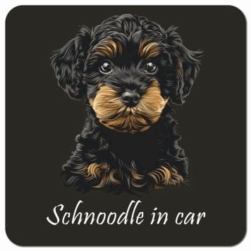 イラスト付 Dog in Car シュナプー Bタイプ カーサイン 車 マグネットステッカー 犬 マグネット 強力 13x13cm 正方形 おしゃれ かわいい ドラレコステッカー 安全対策 危険運転 煽り運転 アニマル 動物 犬種別 屋外 防水 屋内