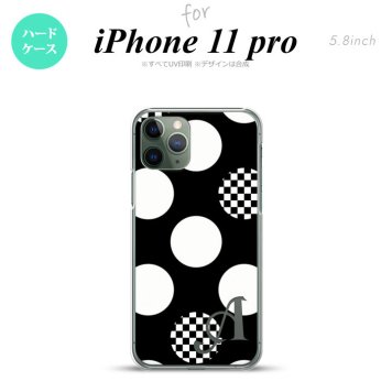 iPhone11Pro iPhone11 Pro スマホケース ハードケース 水玉 A 黒 白 +アルファベット メンズ レディース nk-i11p-1111i