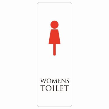 トイレ 案内 シール WOMENS ホワイト＆カラー 長方形 縦 ドア 防水 屋内 屋外 サインステッカー ピクトサイン トイレマーク表示 案内 注意 施設 御手洗 TOILET おしゃれ シンプル 安全対策