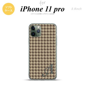 iPhone11Pro iPhone11 Pro スマホケース ソフトケース 千鳥 格子 小 茶 +アルファベット メンズ レディース nk-i11p-tp910i