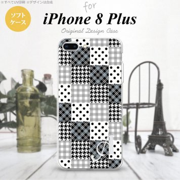 【iPhone8Plus】【スマホケース/スマホカバー】【アイフォン8プラス】iPhone8Plus スマホケース ケース アイフォン8プラス イニシャル パッチワーク風 黒 nk-ip8p-tp1063ini【メール便送料無料】