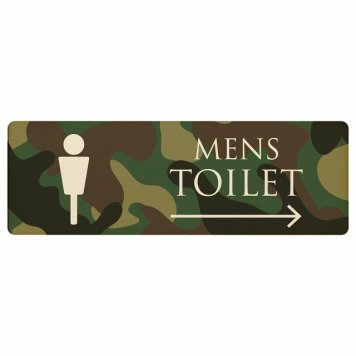 トイレ プレート 木製 MENS 迷彩 カラー 右 矢印 長方形 18x6cm 方向案内 進路ドア サインプレート ピクトサイン トイレマーク表示 案内 注意 施設 御手洗 TOILET おしゃれ シンプル 安全対策